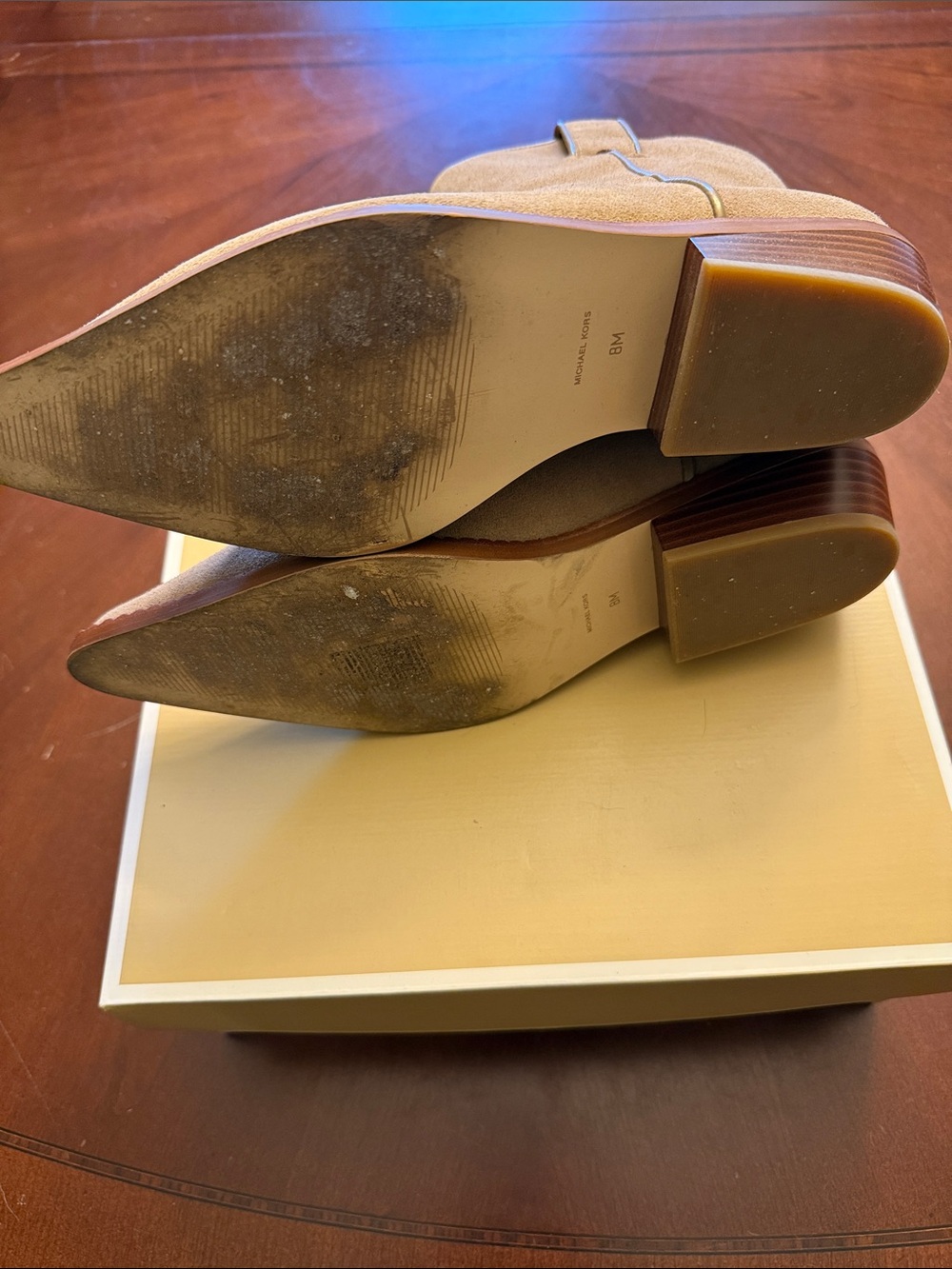 Michael Kors Taupe Suede Pointed Ankle Booties - Picture 4 of 5